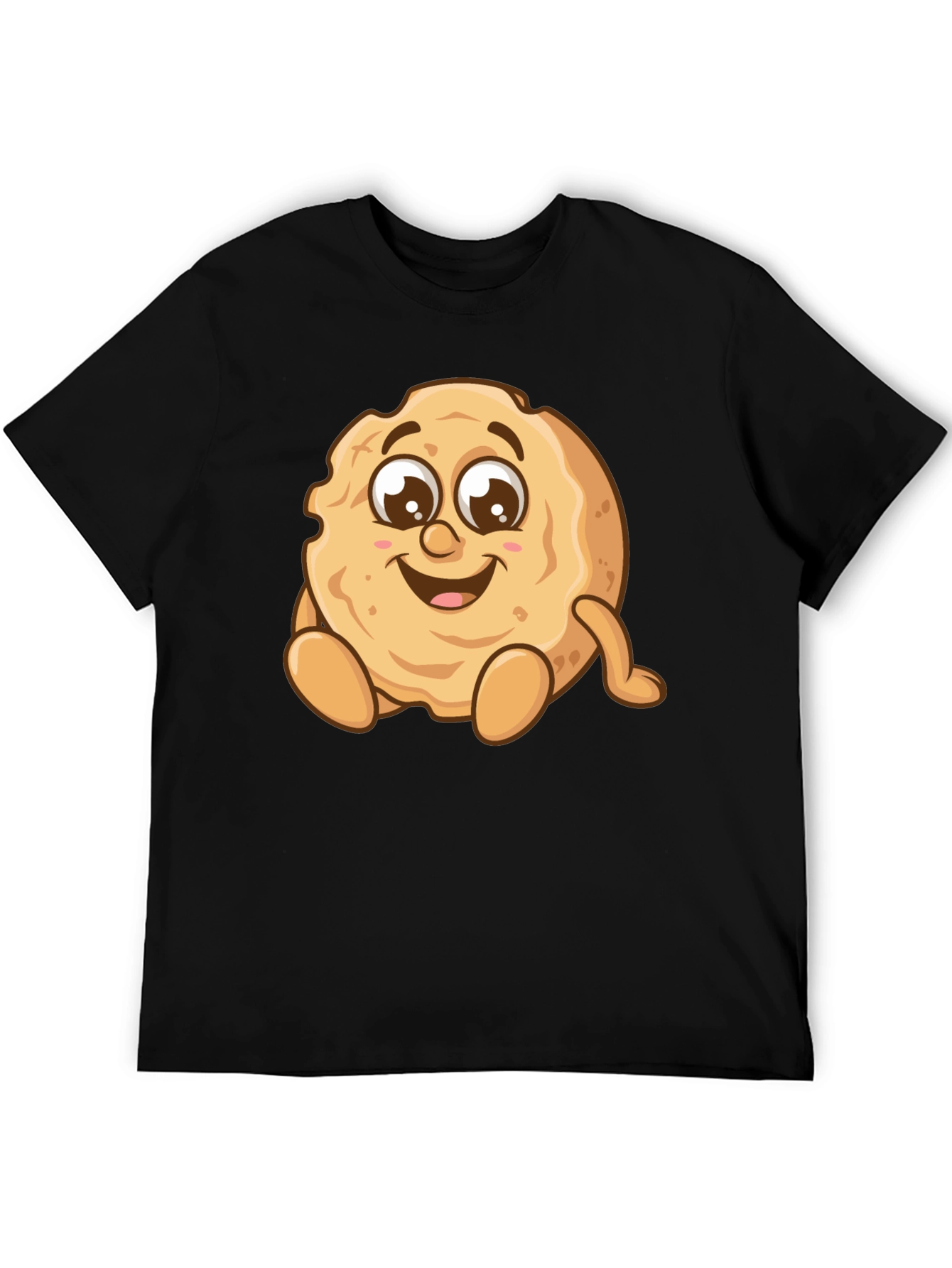 Funny Cookie Cartoon Graphic Tee - Unisex Black T-Shirt