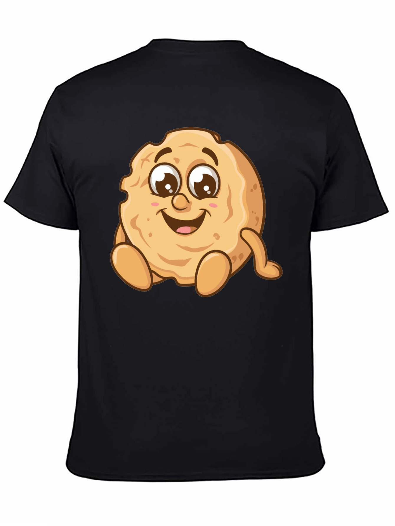 Funny Cookie Cartoon Graphic Tee - Unisex Black T-Shirt
