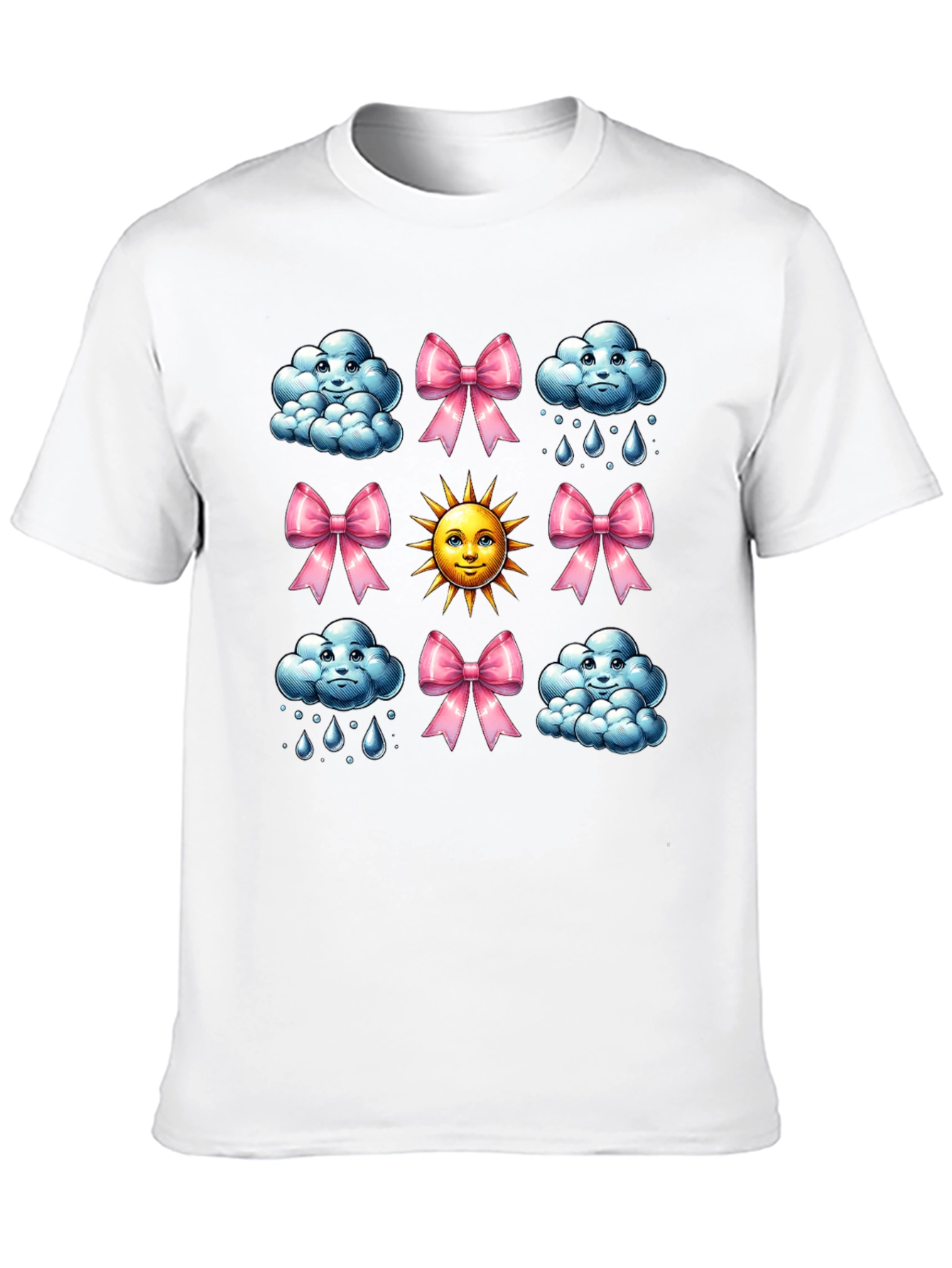 Cheerful Weather Pattern Black T-Shirt
