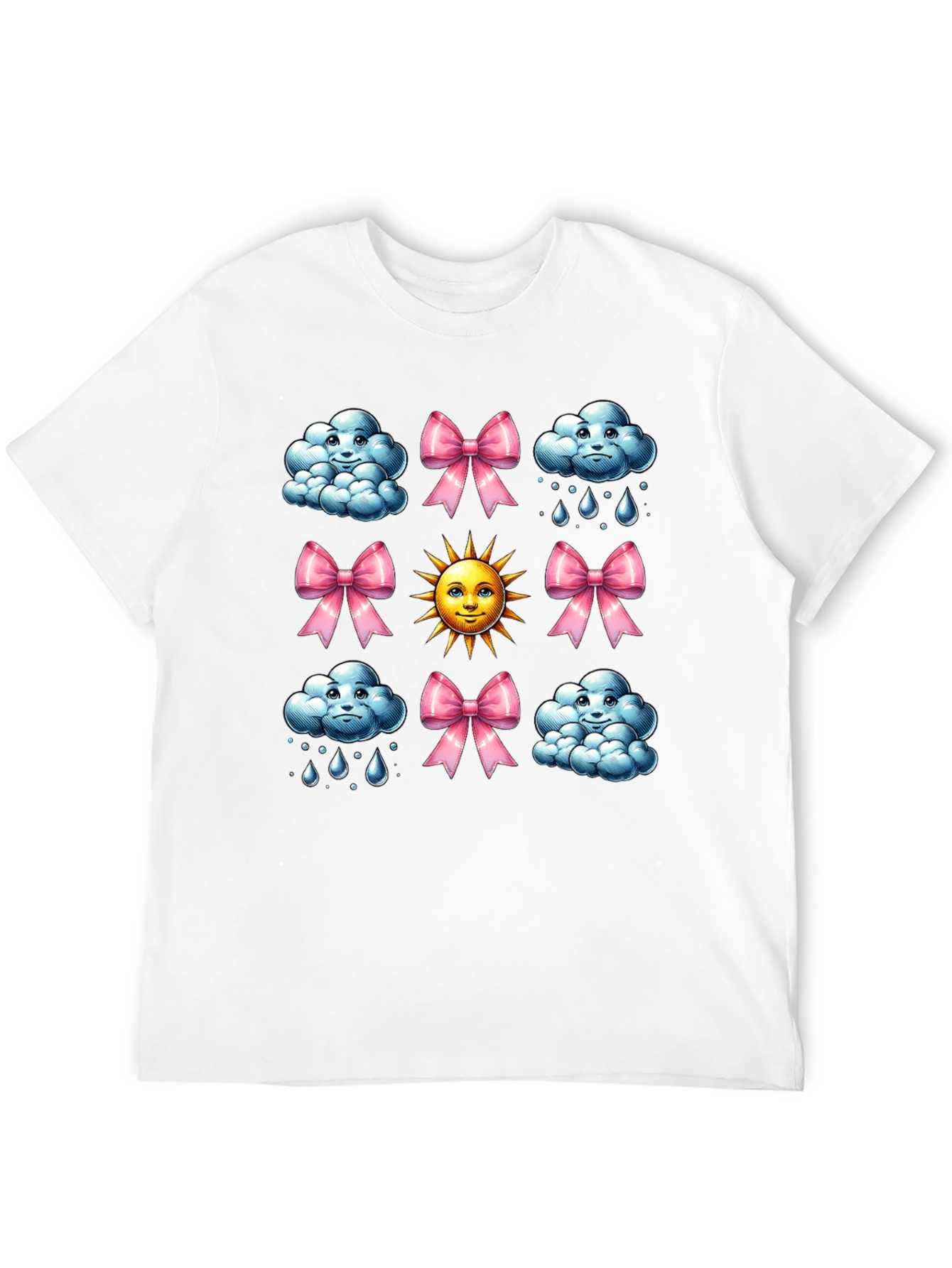 Cheerful Weather Pattern Black T-Shirt