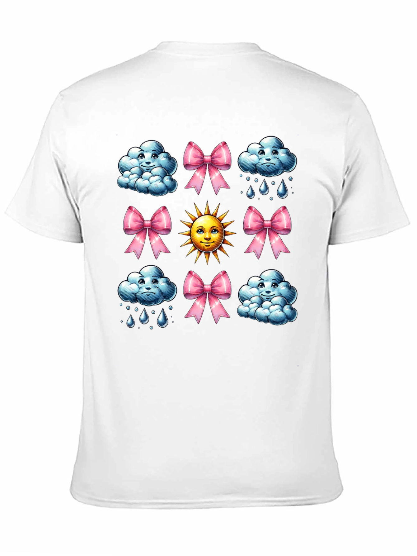 Cheerful Weather Pattern Black T-Shirt