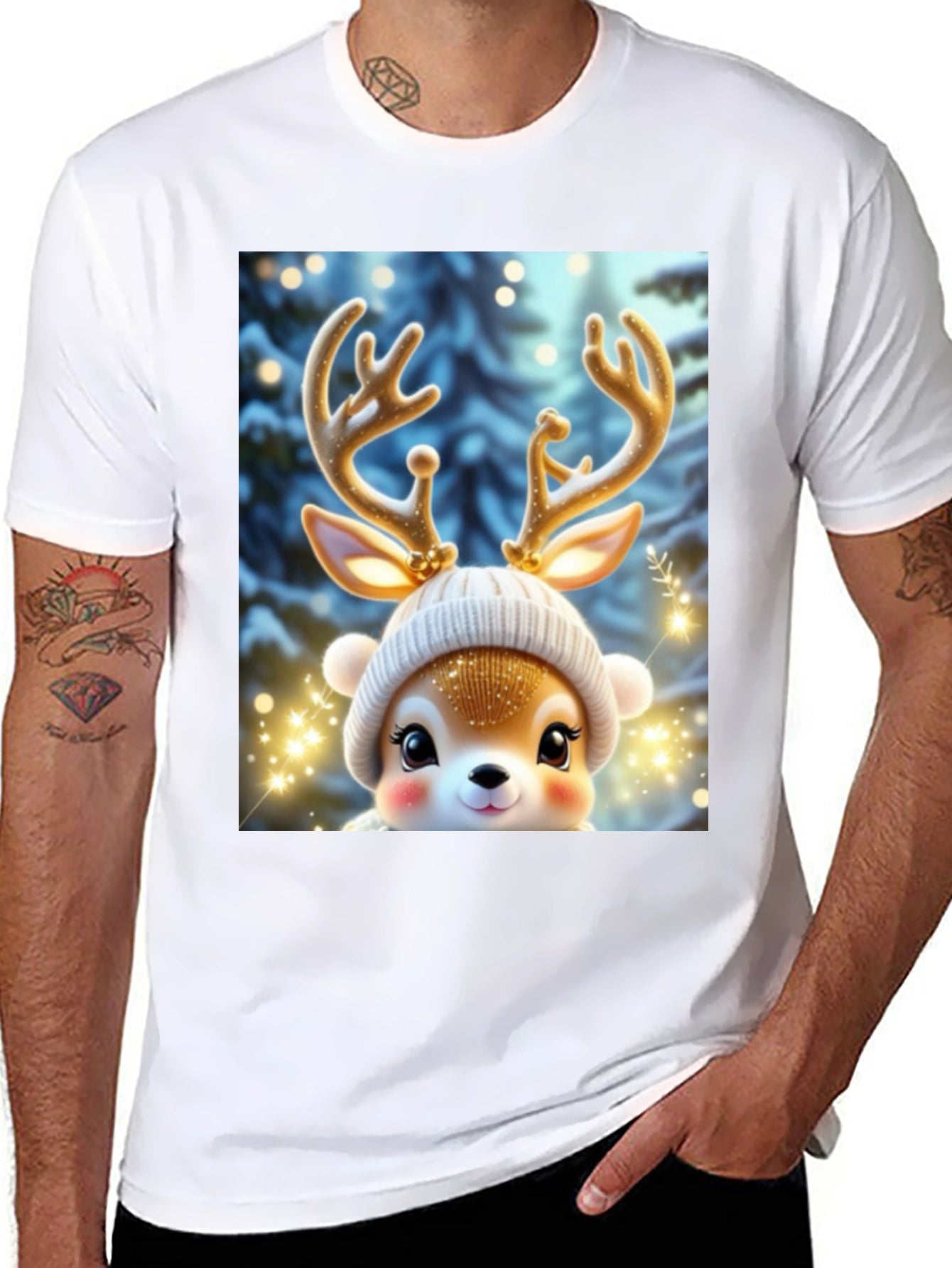 Cute Reindeer Graphic Tee - Festive Holiday Style