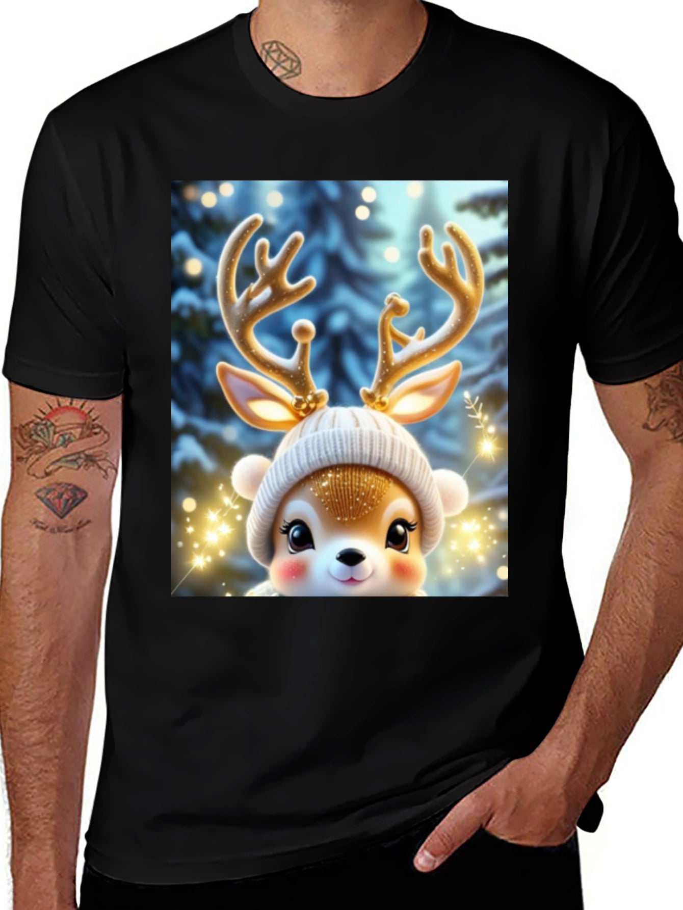 Cute Reindeer Graphic Tee - Festive Holiday Style