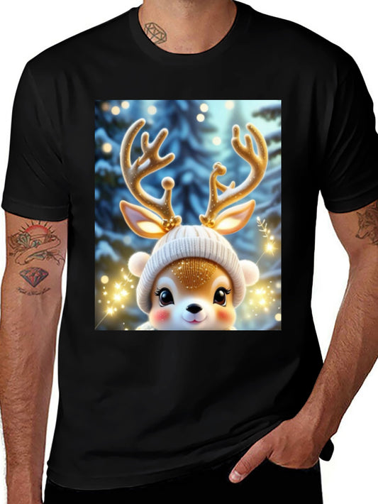 Cute Reindeer Graphic Tee - Festive Holiday Style