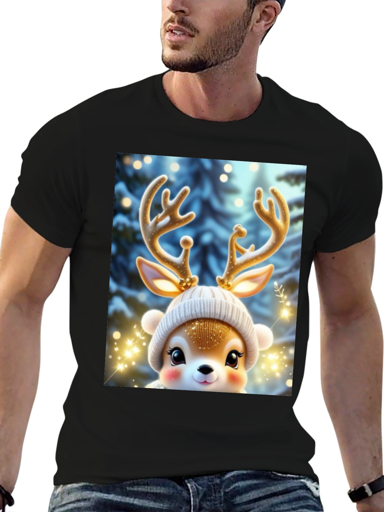 Cute Reindeer Graphic Tee - Festive Holiday Style