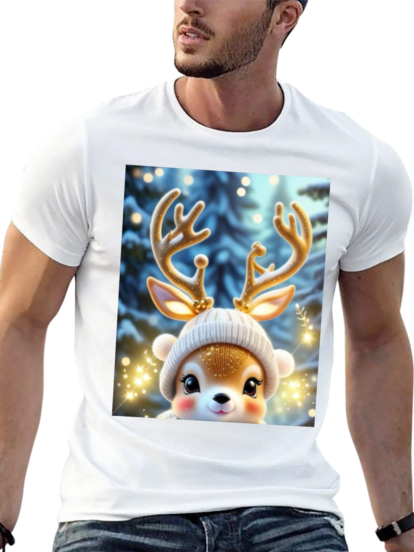 Cute Reindeer Graphic Tee - Festive Holiday Style