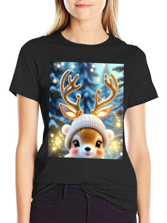 Cute Reindeer Graphic Tee - Festive Holiday Style