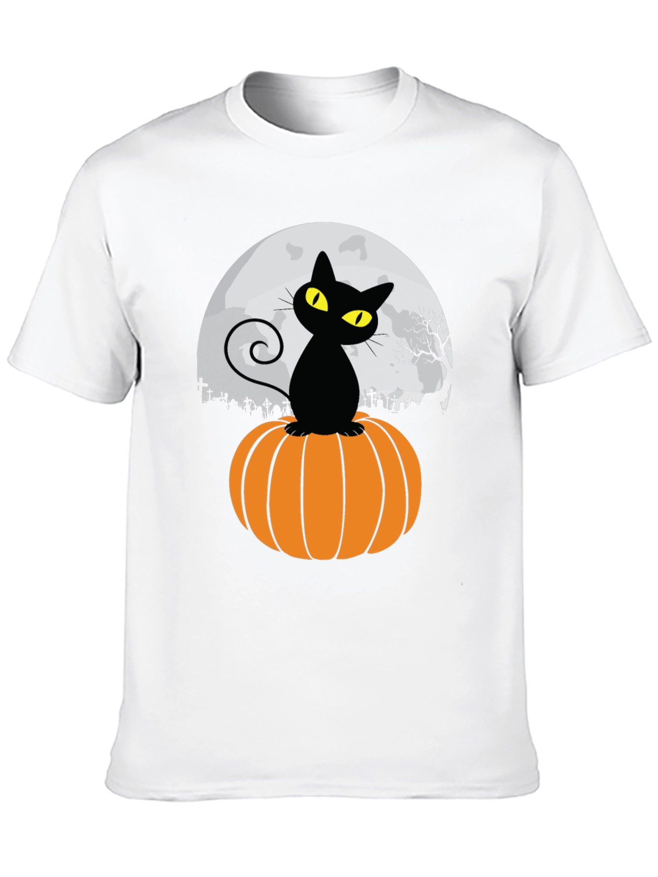 Halloween Black Cat Pumpkin Moon T-Shirt