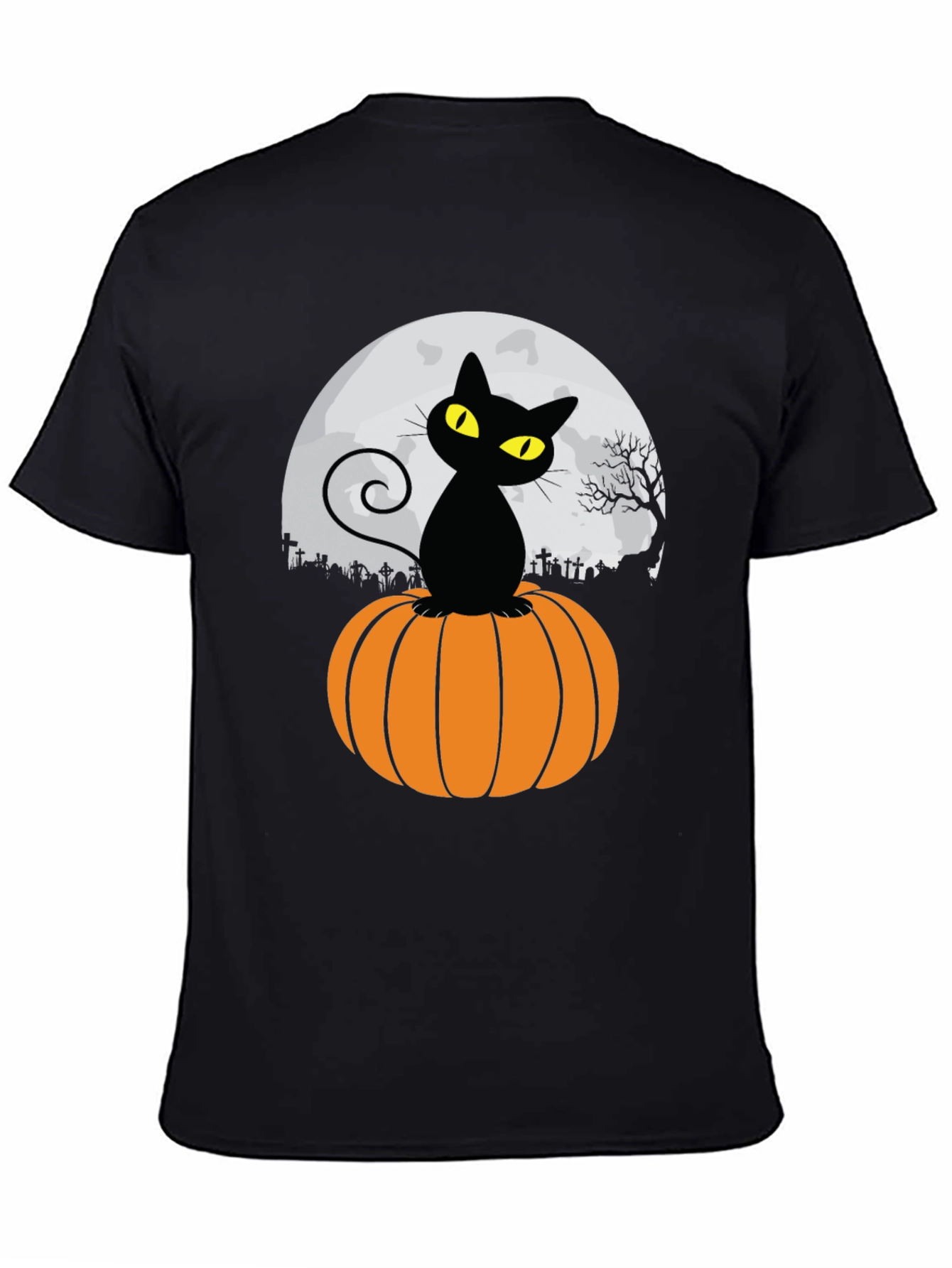 Halloween Black Cat Pumpkin Moon T-Shirt