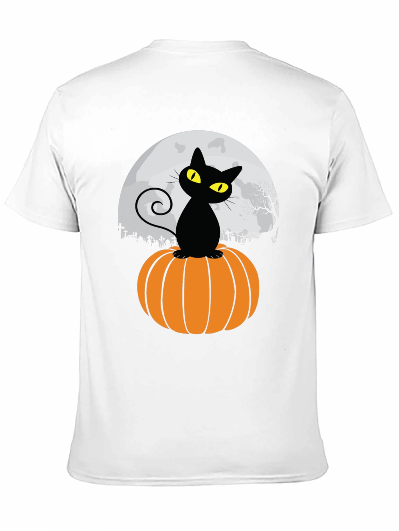 Halloween Black Cat Pumpkin Moon T-Shirt