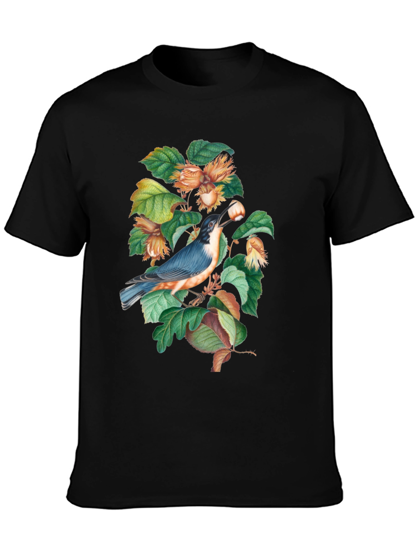 Bird and Nut T-Shirt - Nature Inspired Graphic Tee