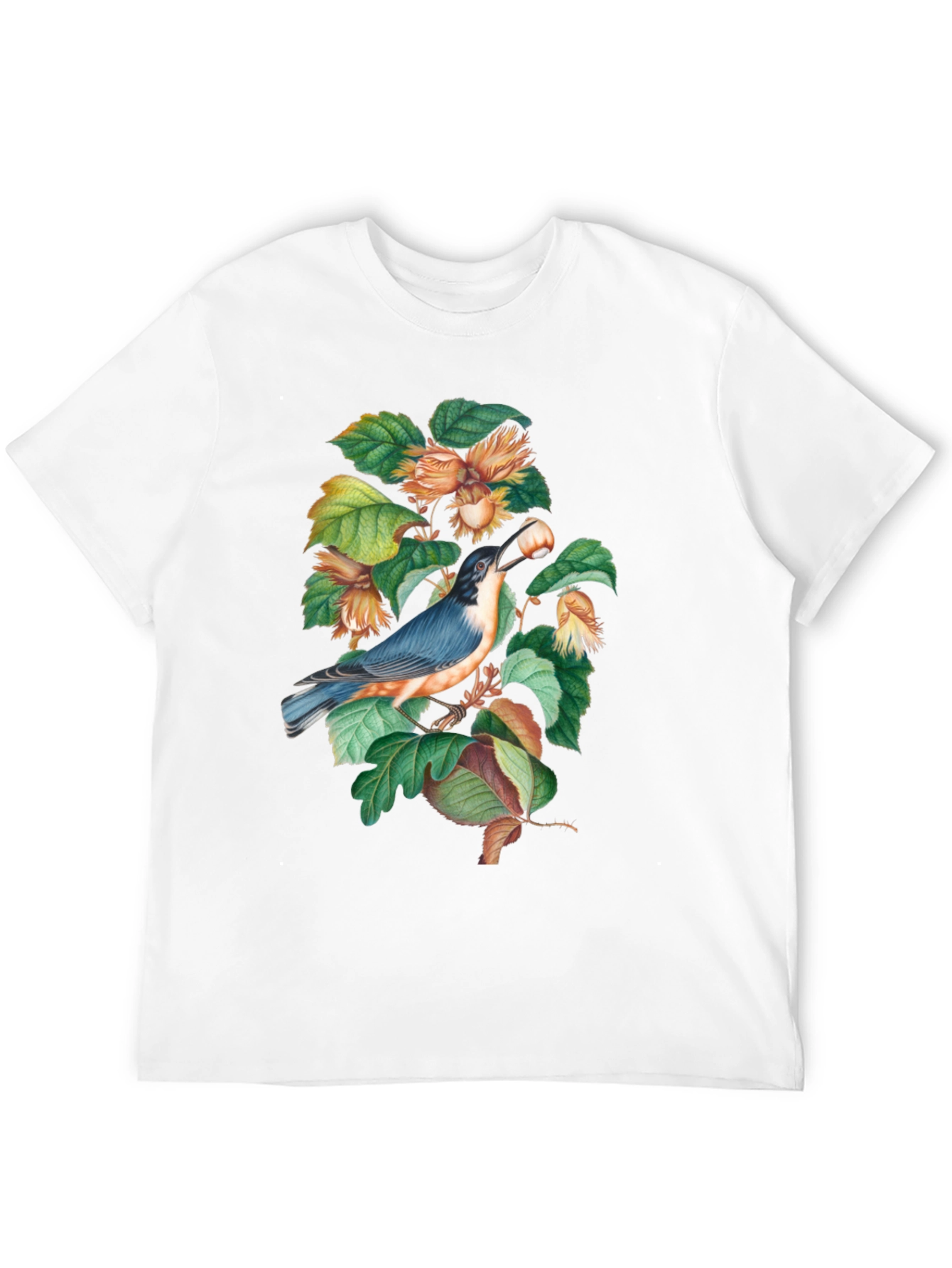 Bird and Nut T-Shirt - Nature Inspired Graphic Tee
