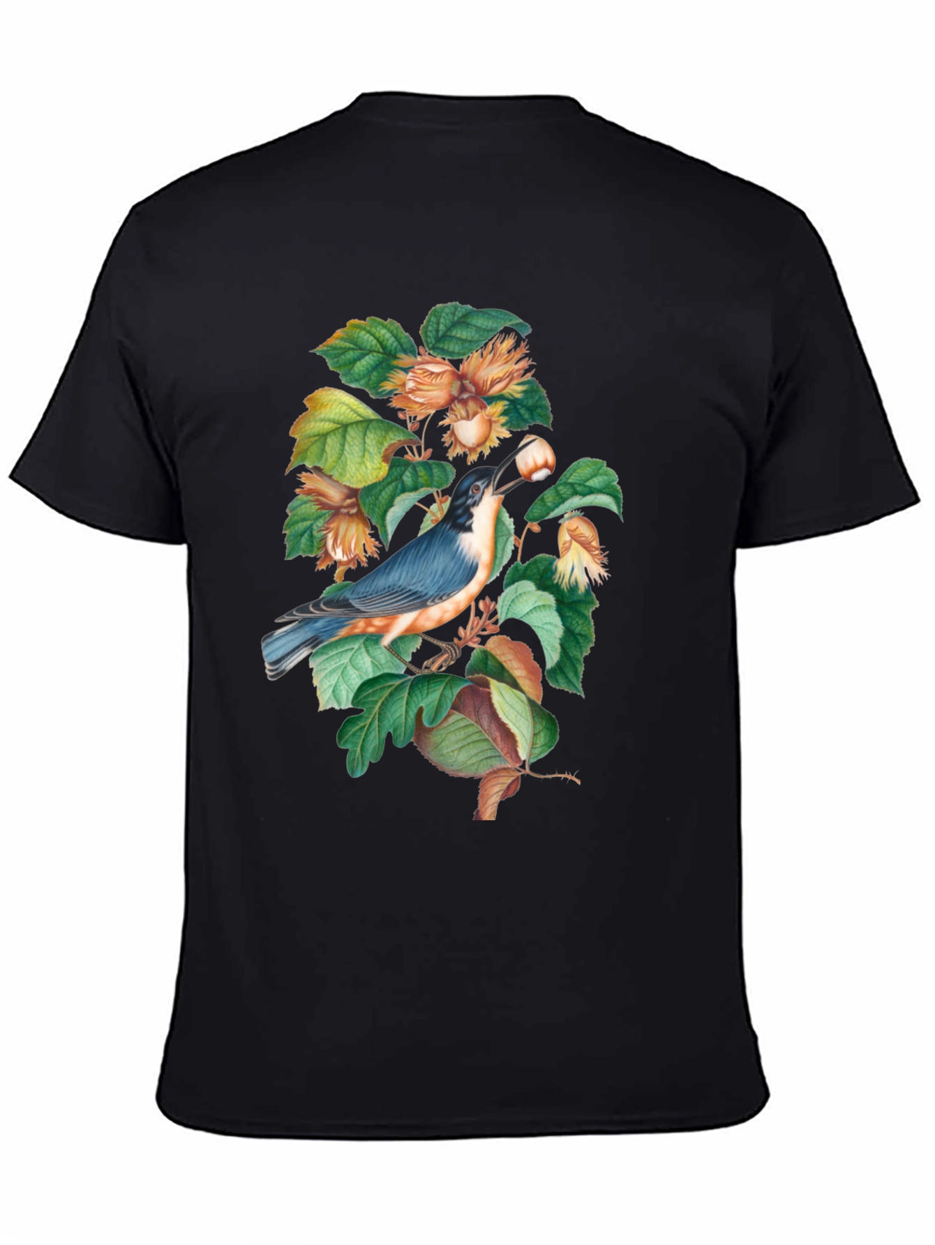 Bird and Nut T-Shirt - Nature Inspired Graphic Tee