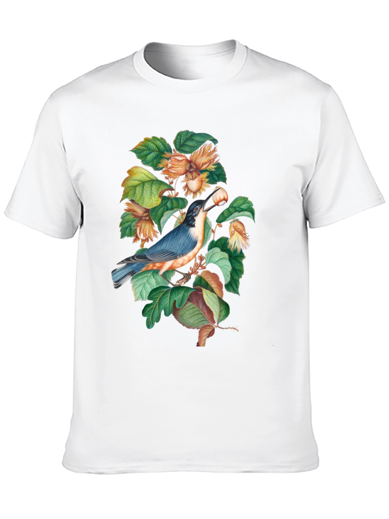 Bird and Nut T-Shirt - Nature Inspired Graphic Tee