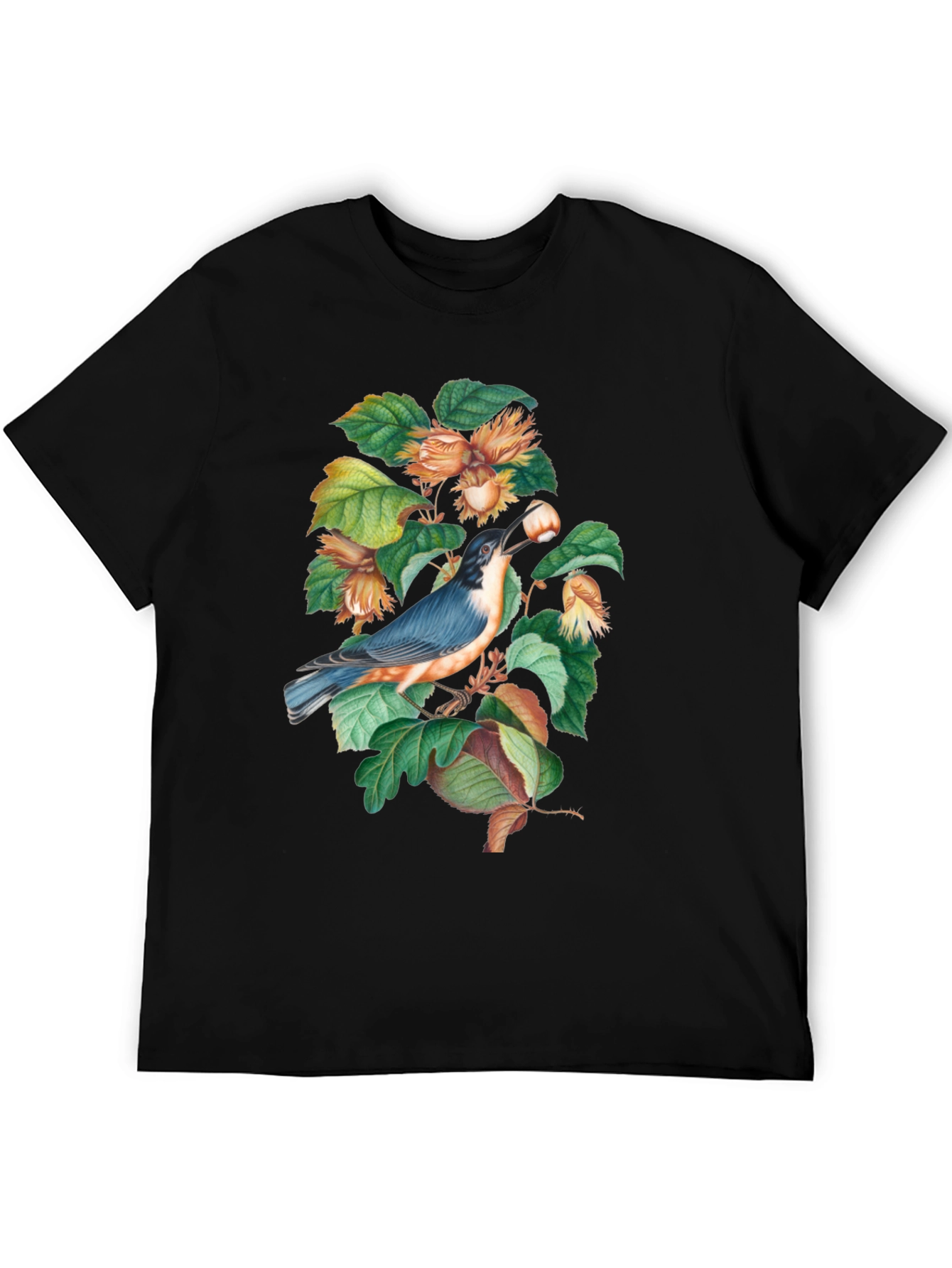 Bird and Nut T-Shirt - Nature Inspired Graphic Tee
