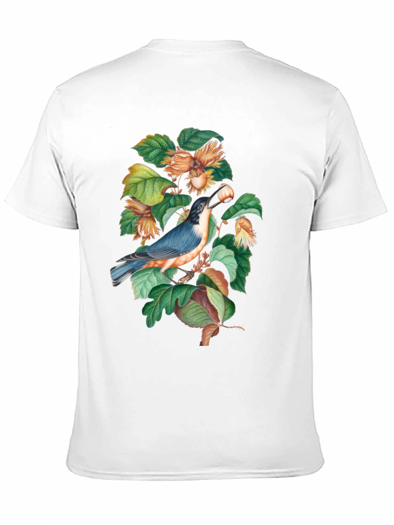 Bird and Nut T-Shirt - Nature Inspired Graphic Tee