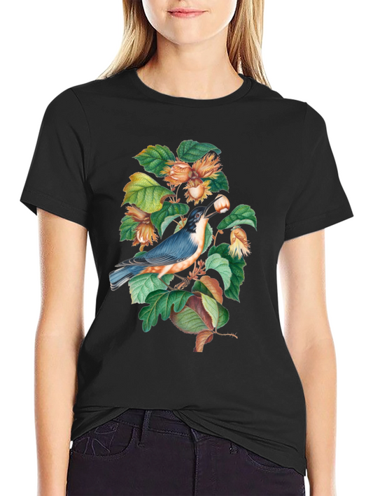 Bird and Nut T-Shirt - Nature Inspired Graphic Tee