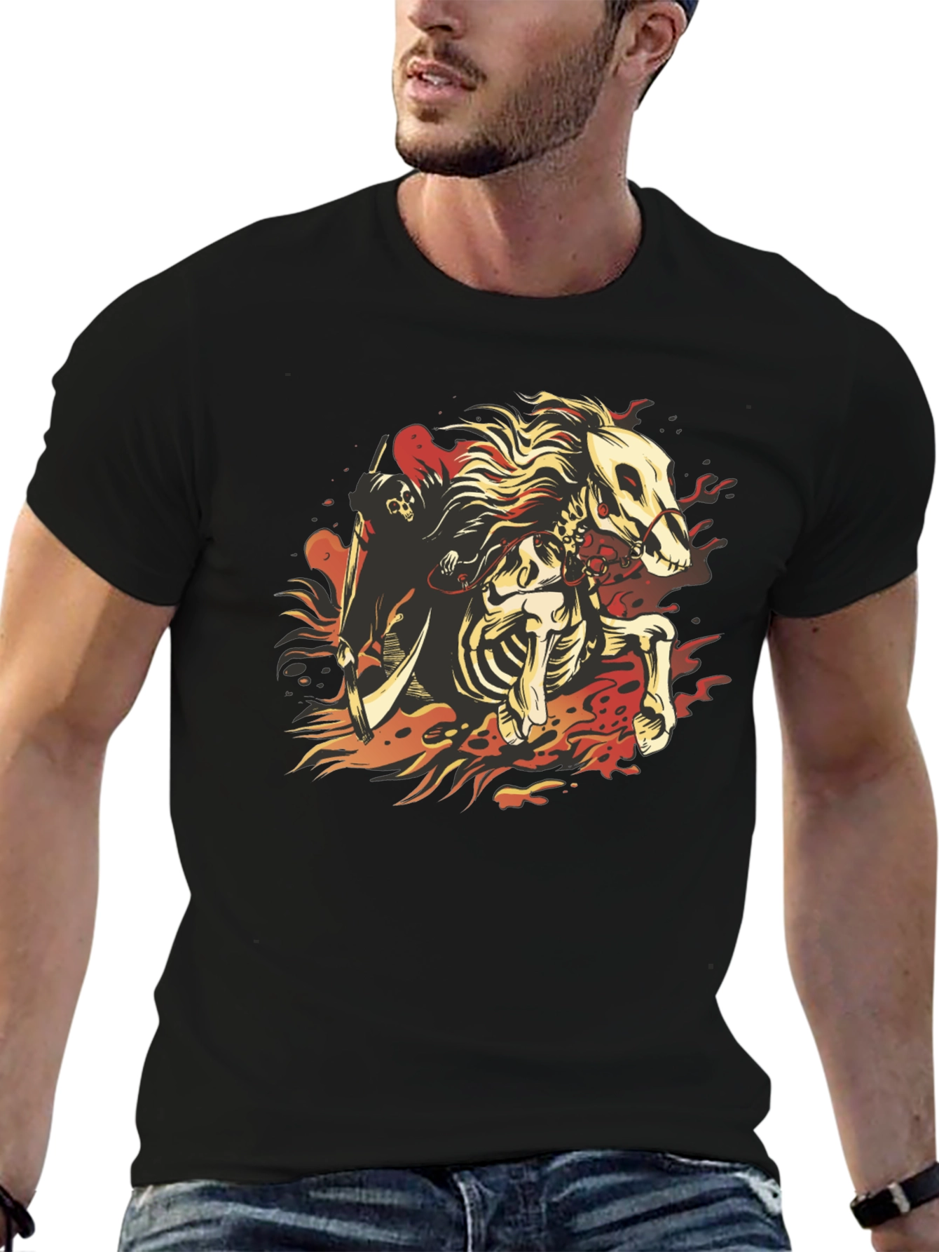 Grim Reaper Horseman Graphic T-Shirt