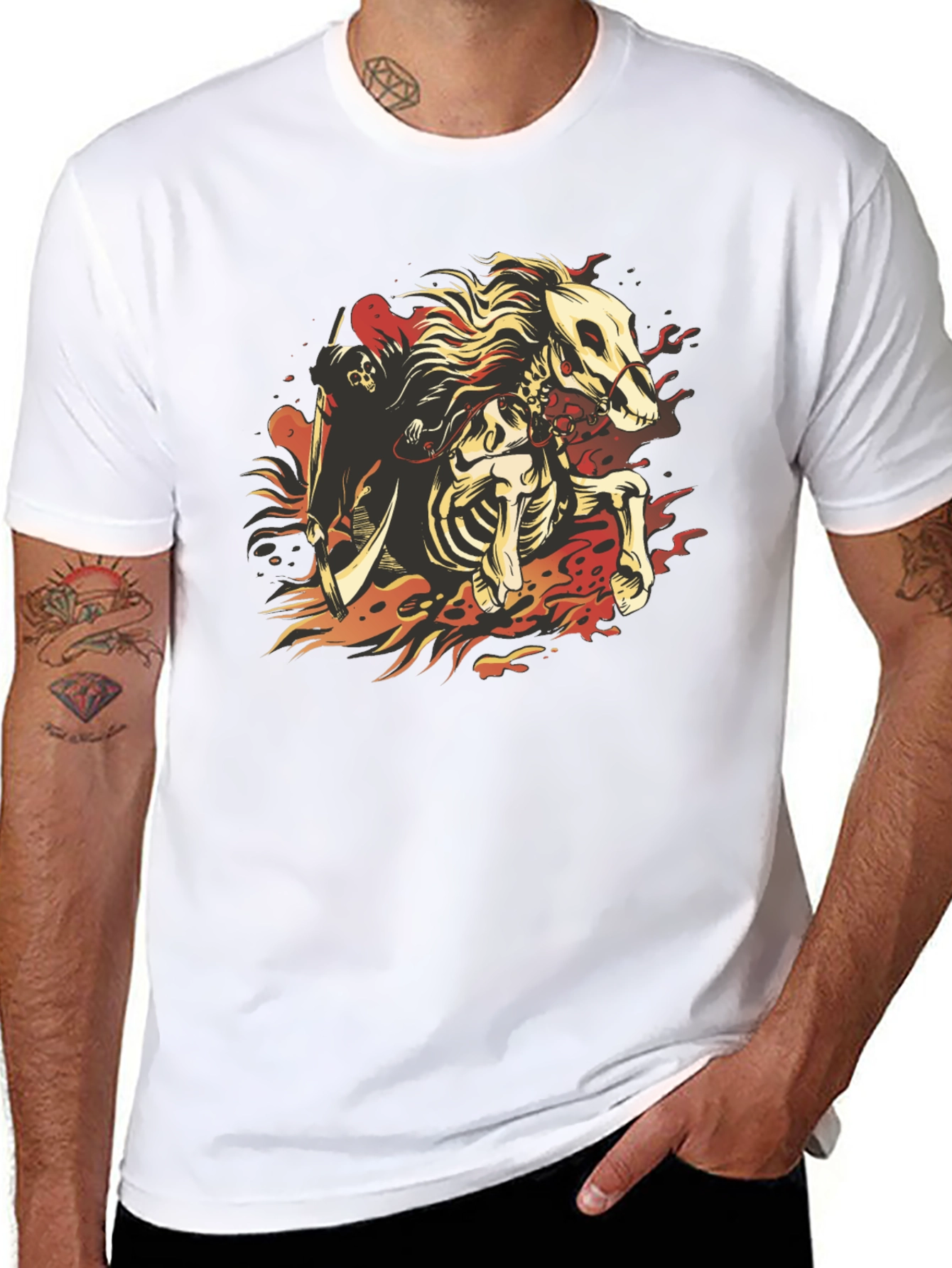 Grim Reaper Horseman Graphic T-Shirt