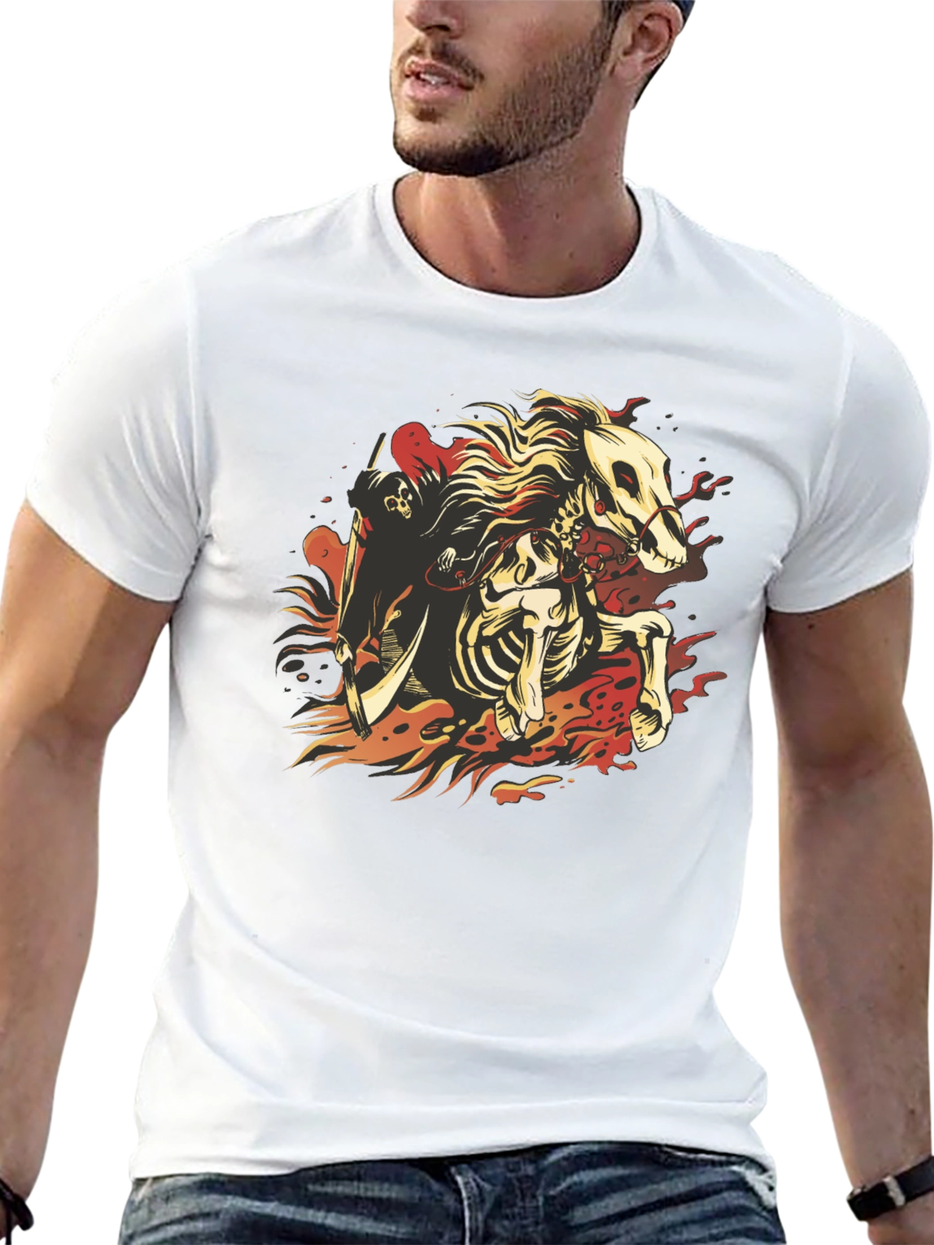 Grim Reaper Horseman Graphic T-Shirt