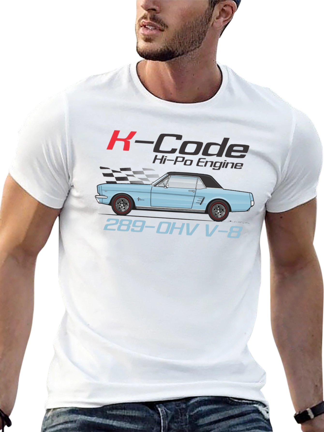 K-Code Mustang T-Shirt - 289 OHV V-8 Engine Tee