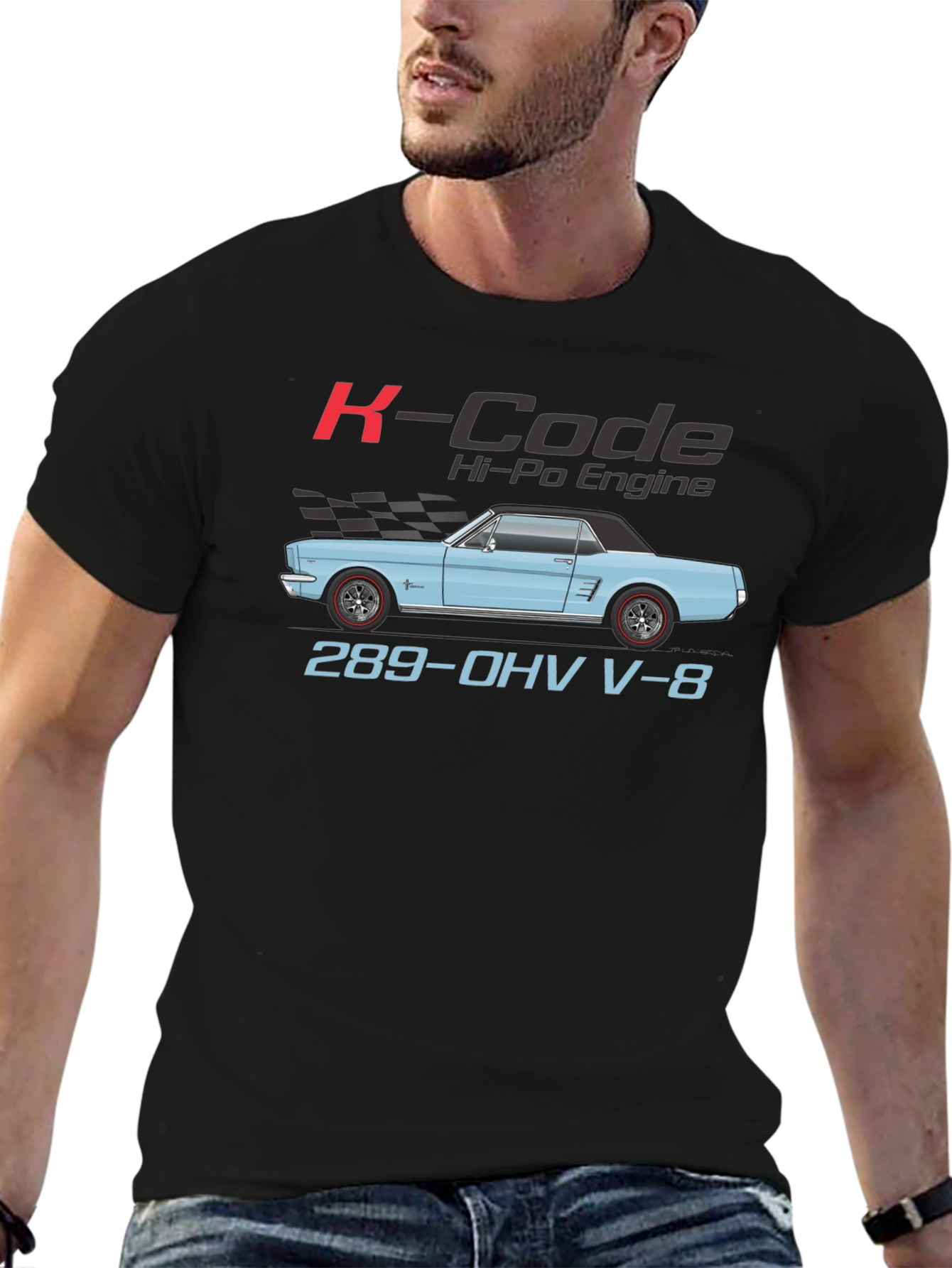 K-Code Mustang T-Shirt - 289 OHV V-8 Engine Tee