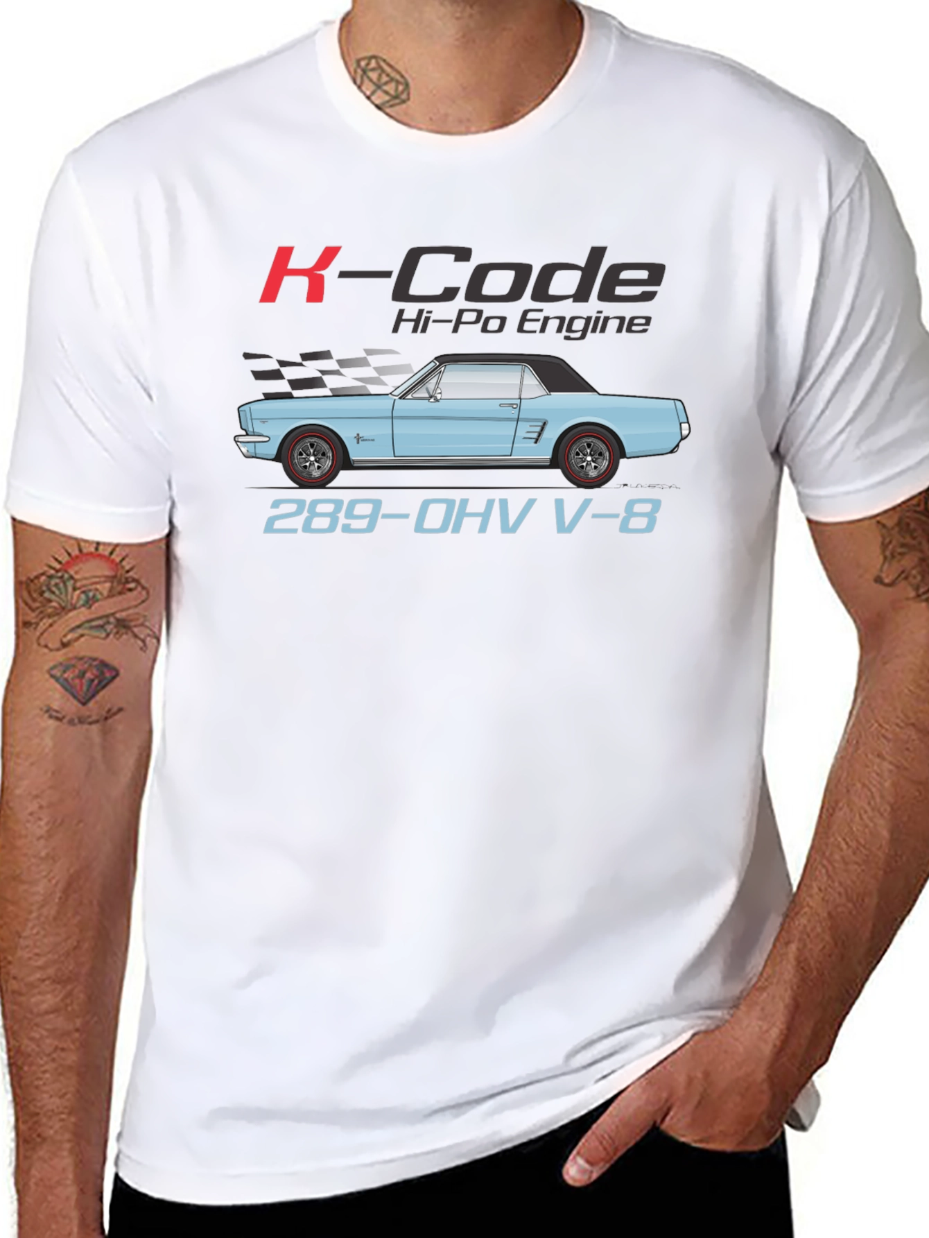 K-Code Mustang T-Shirt - 289 OHV V-8 Engine Tee