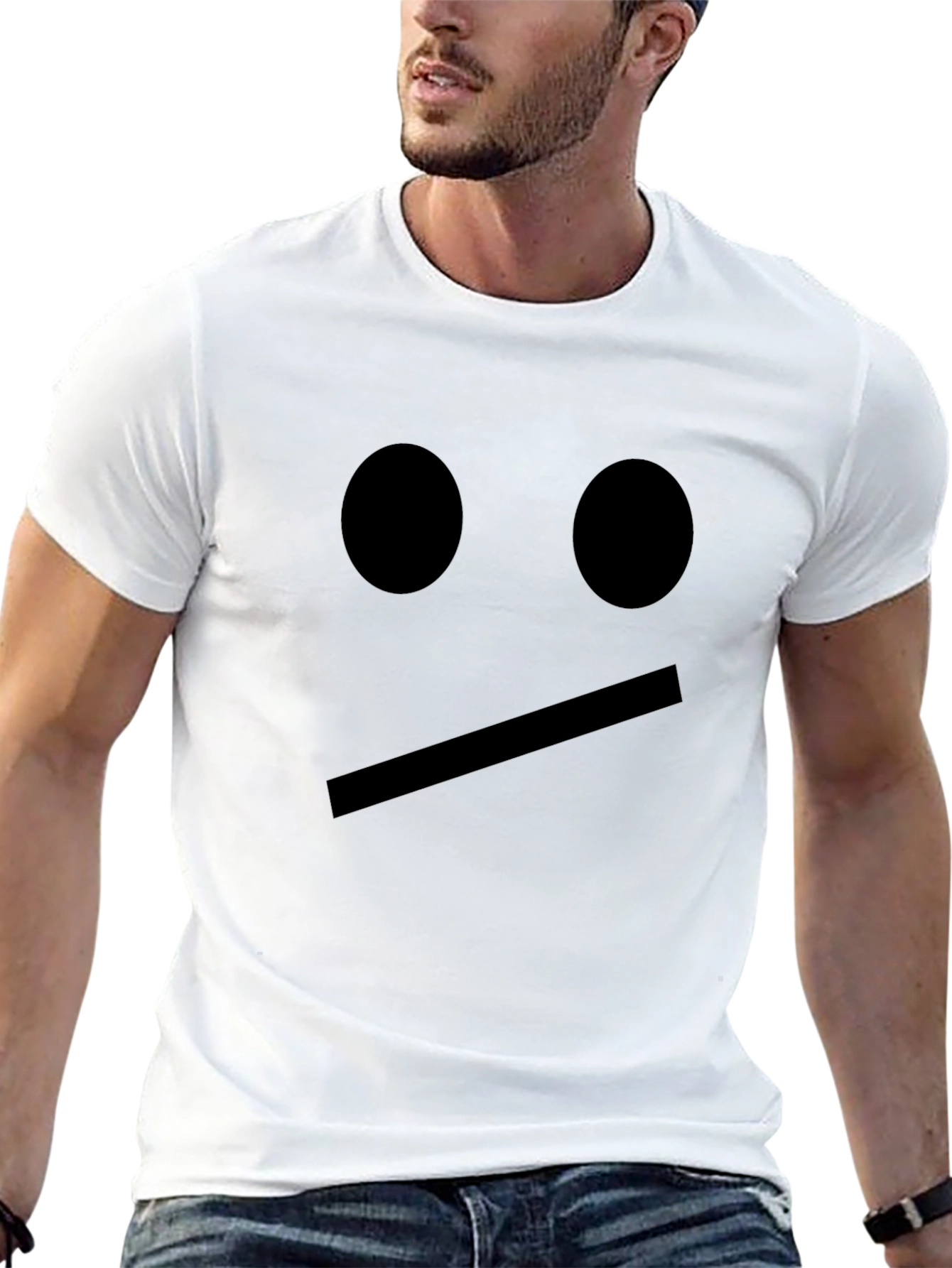 Minimalist Black T-Shirt with Simple Face Design
