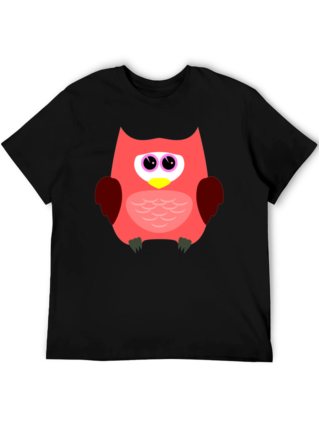 Fun Owl Graphic T-Shirt - Black Casual Tee