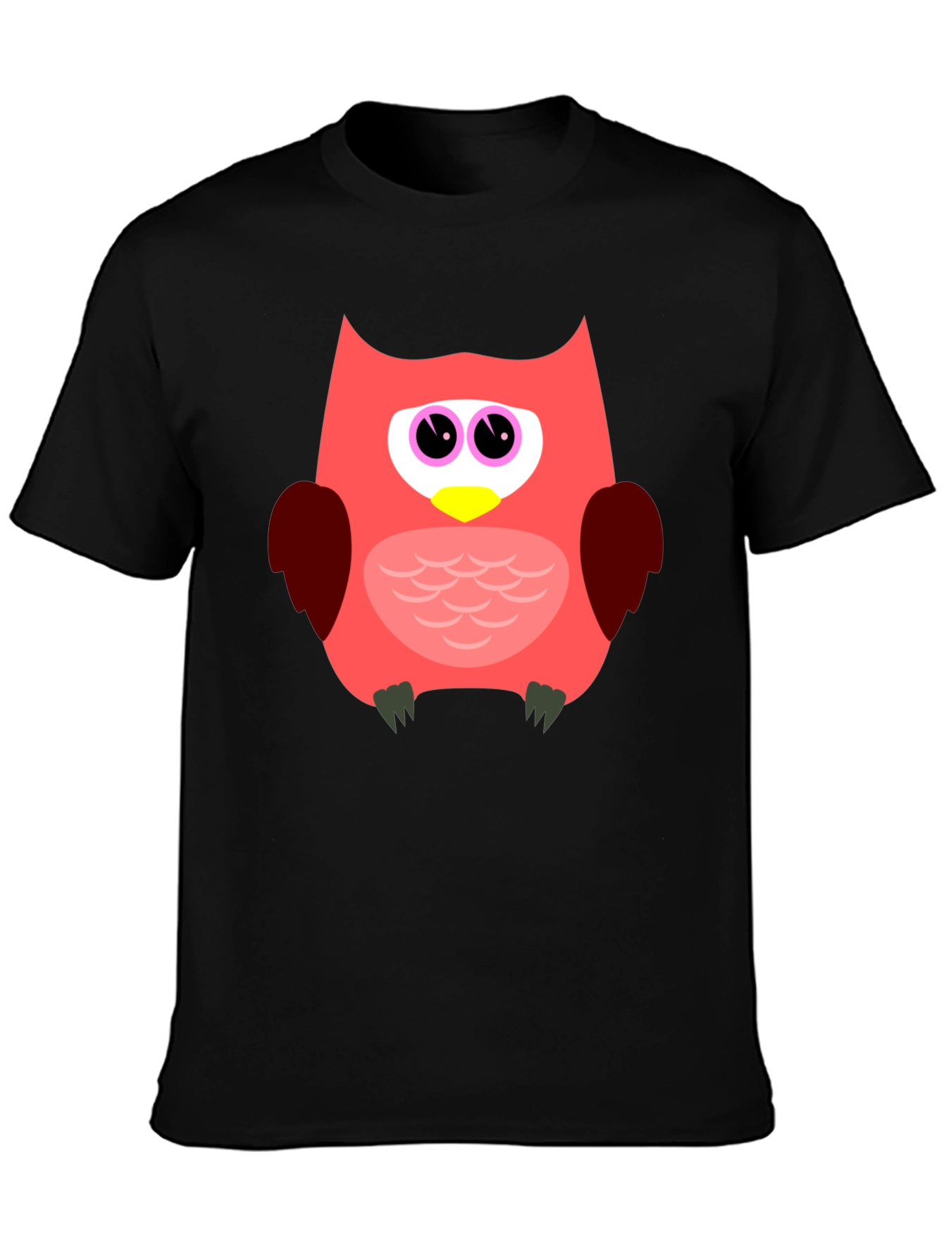 Fun Owl Graphic T-Shirt - Black Casual Tee