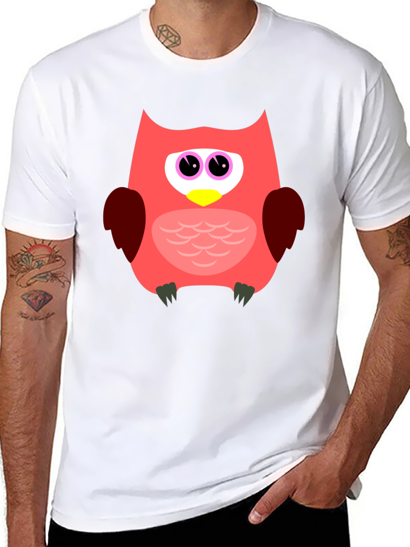 Fun Owl Graphic T-Shirt - Black Casual Tee