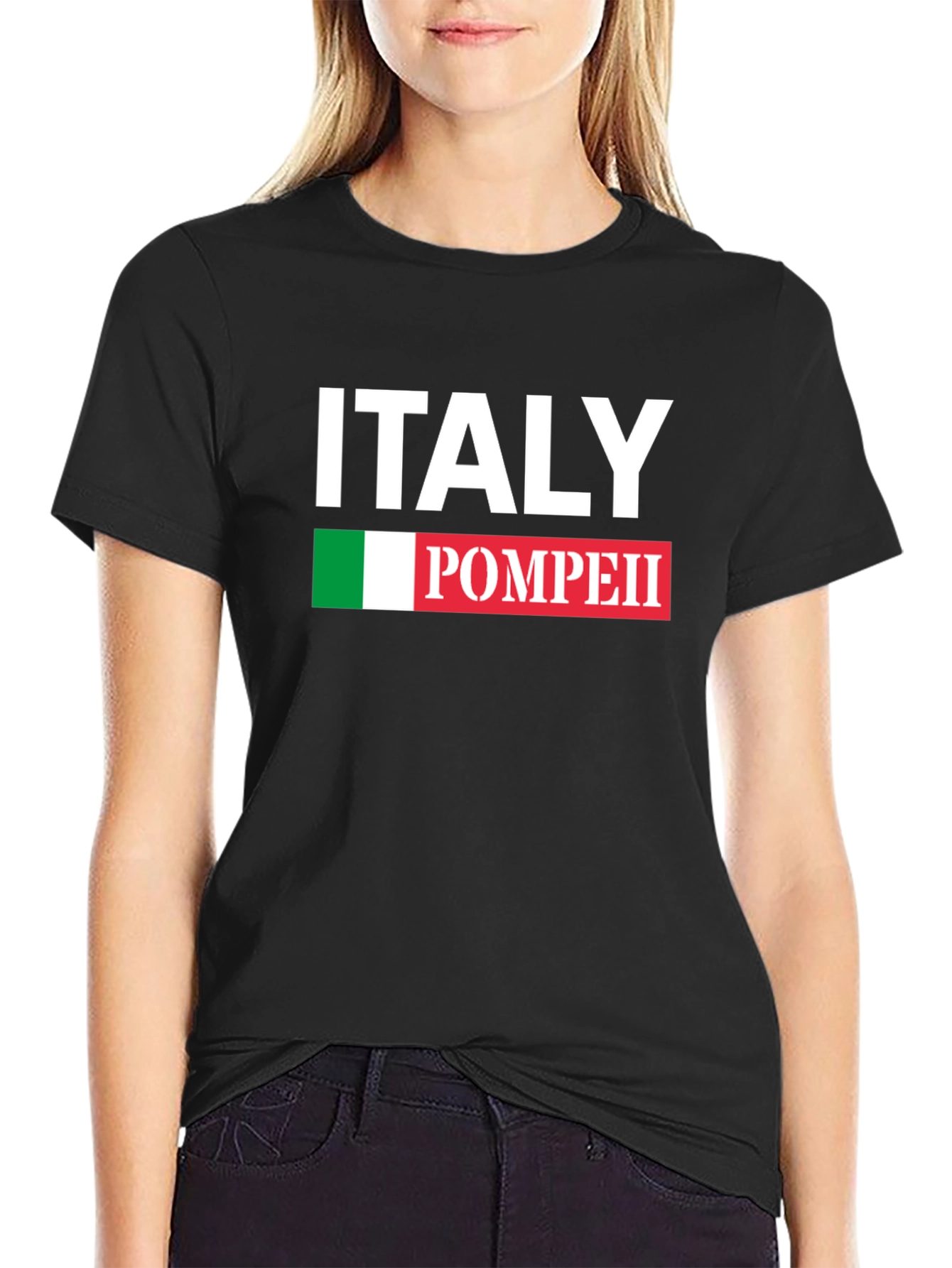 Italy Pompeii Black Graphic T-Shirt