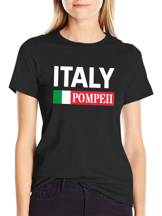 Italy Pompeii Black Graphic T-Shirt