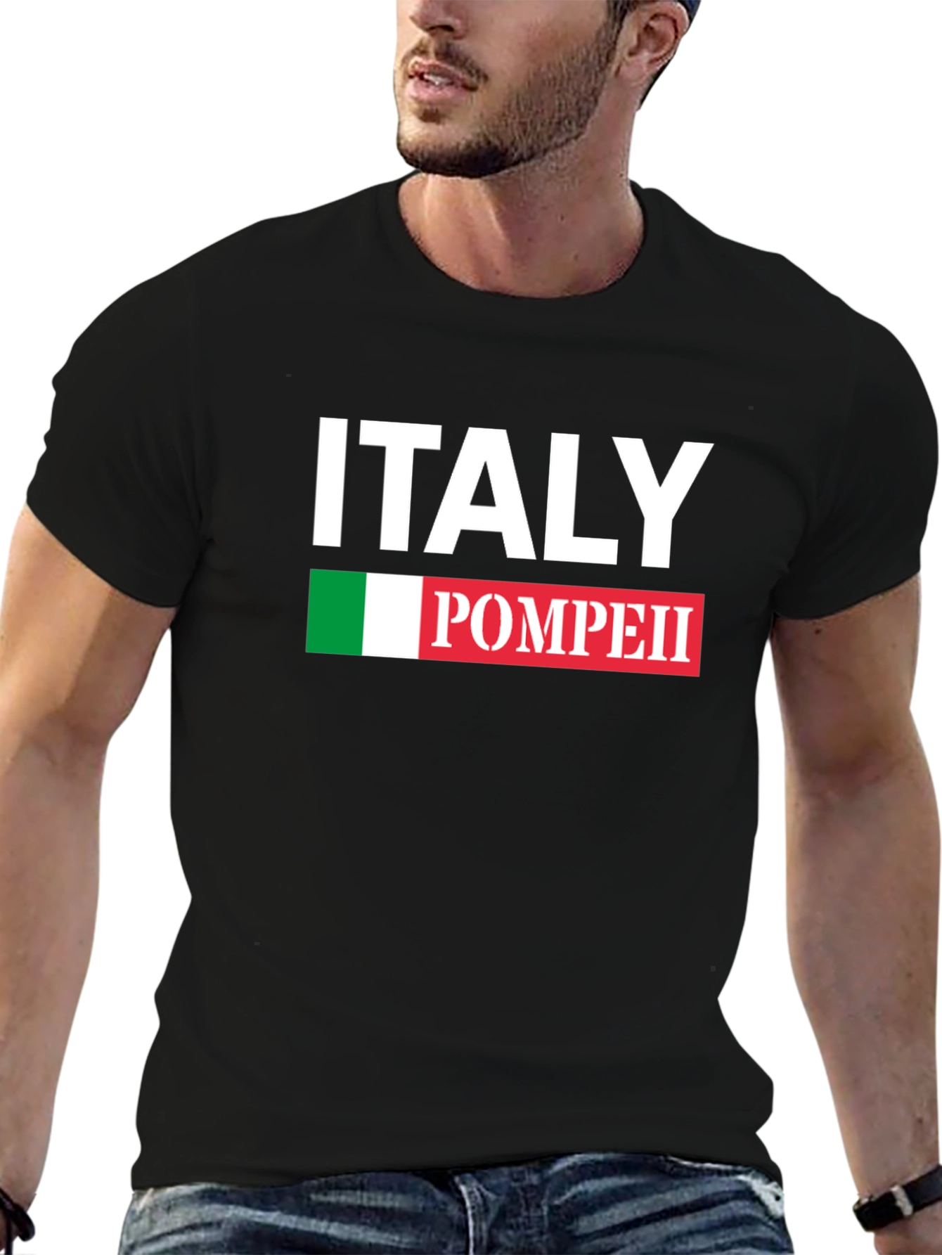 Italy Pompeii Black Graphic T-Shirt