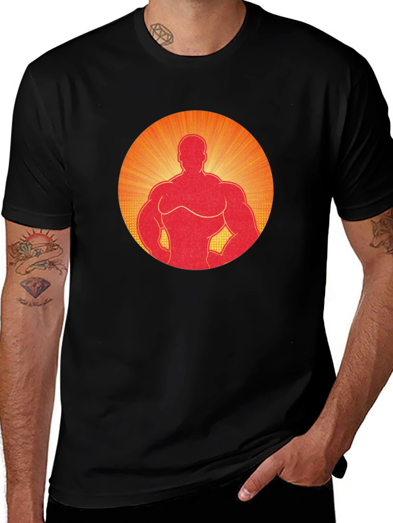 Muscle Man Graphic Tee - Black Cotton Blend