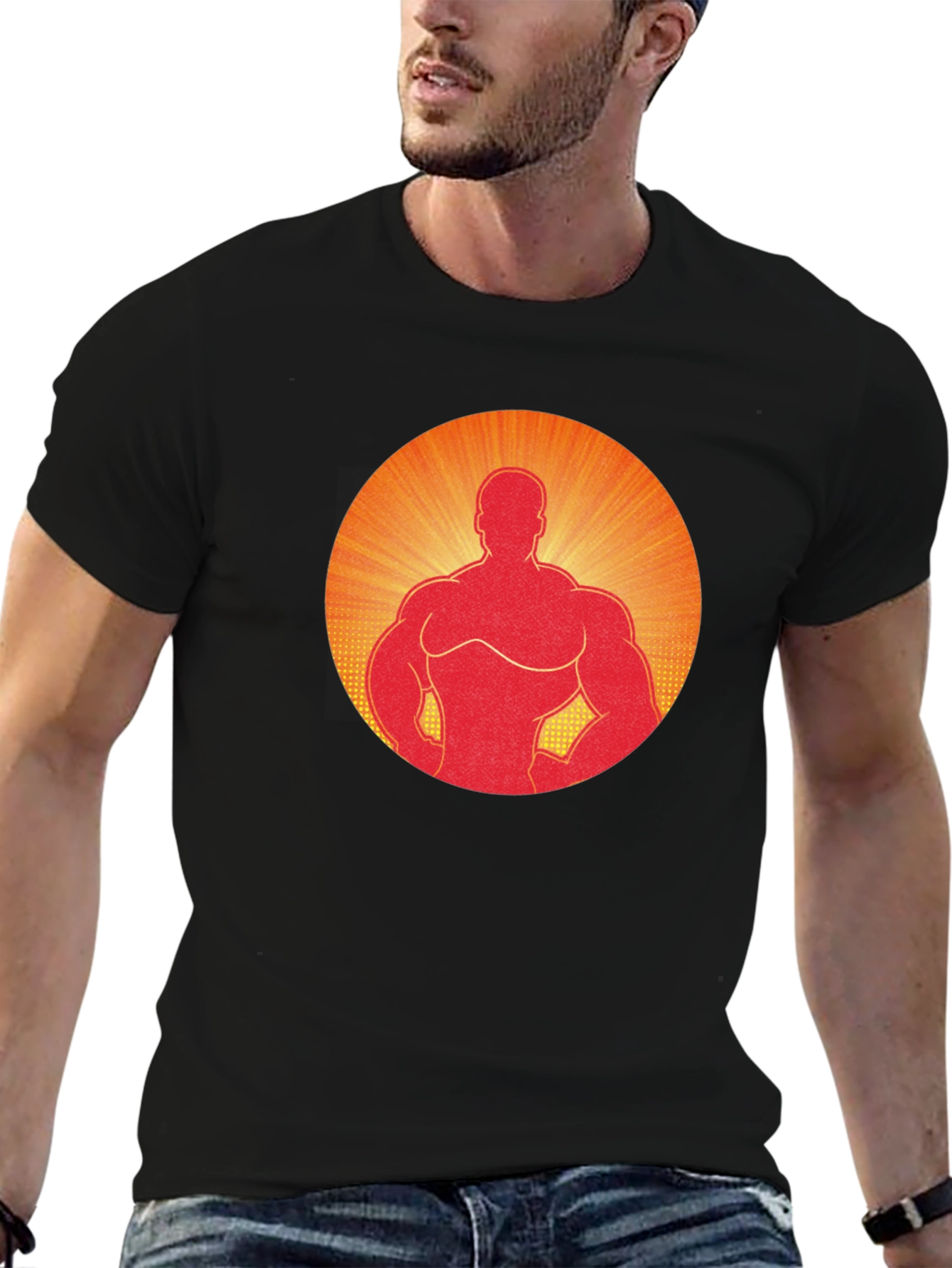 Muscle Man Graphic Tee - Black Cotton Blend