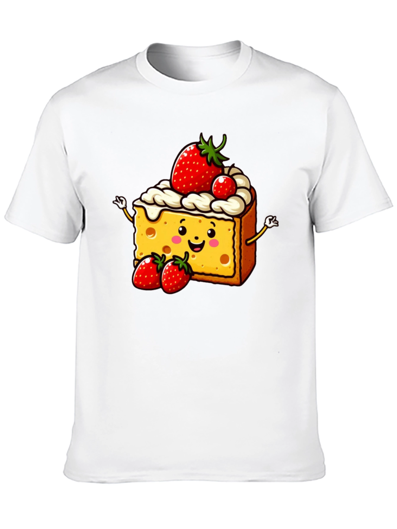 Cute Cartoon Strawberry Cheesecake T-Shirt