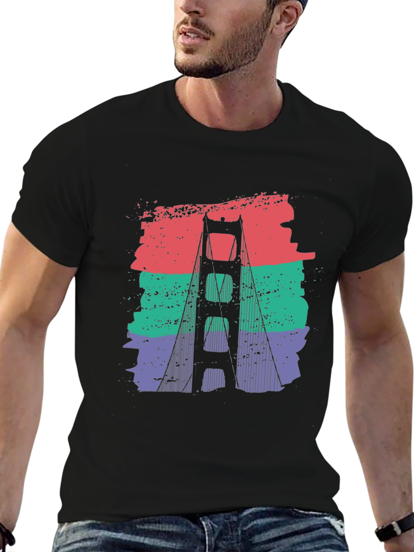 Golden Gate Bridge Retro Graphic T-Shirt