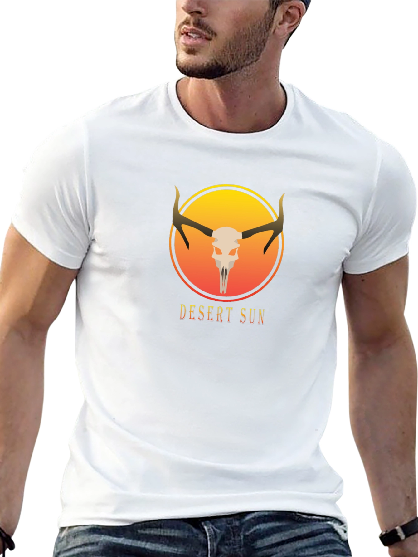 Desert Sun Skull Graphic Tee - Unisex Black T-Shirt