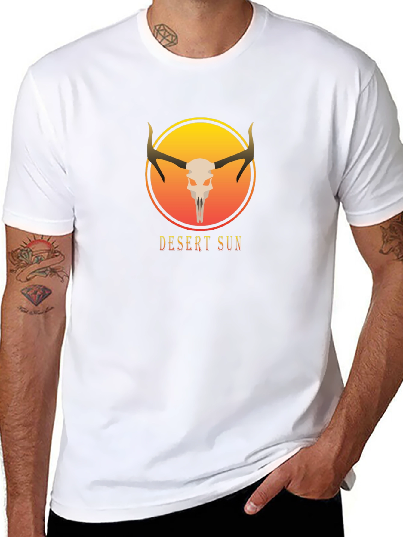 Desert Sun Skull Graphic Tee - Unisex Black T-Shirt