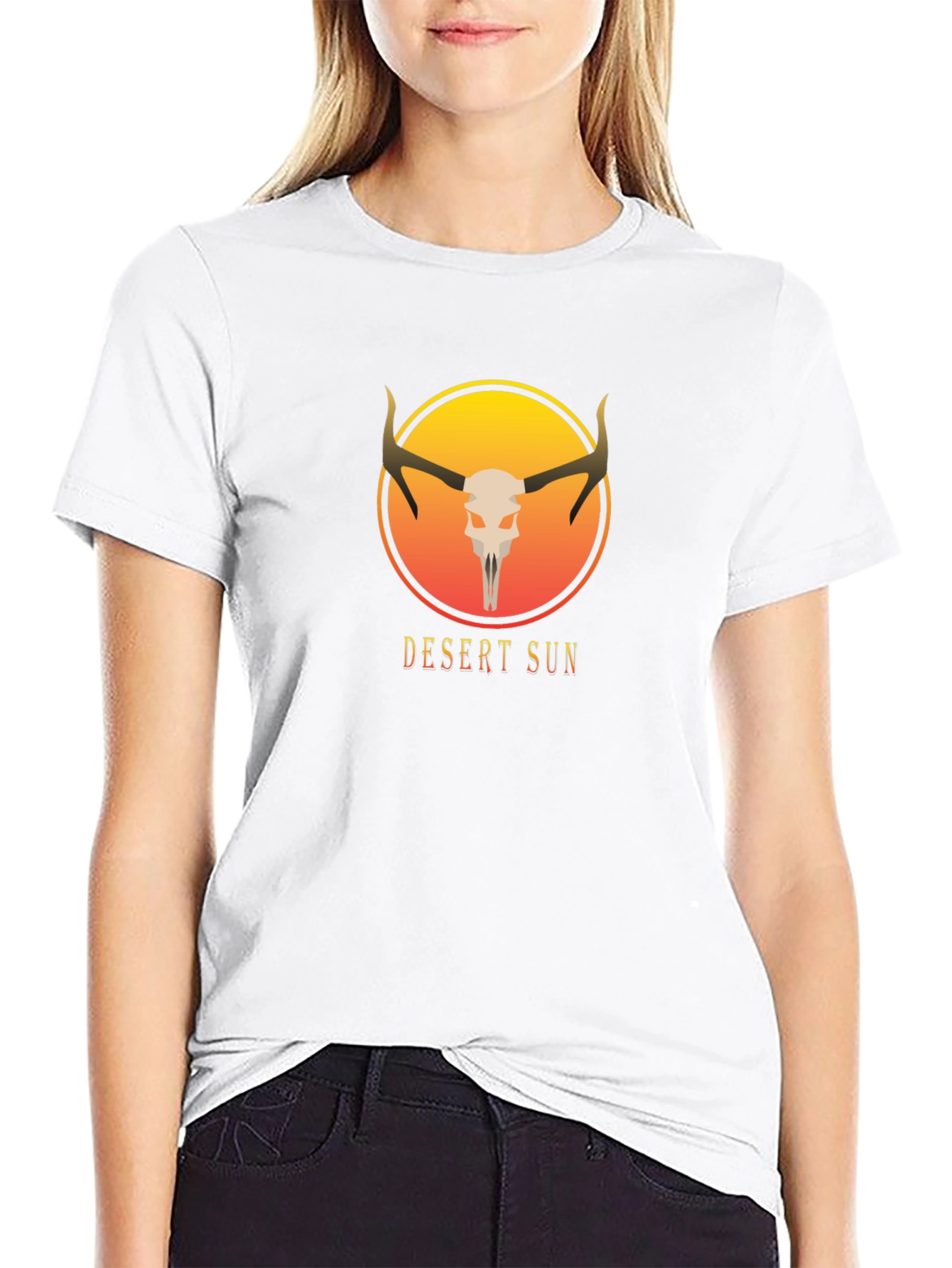Desert Sun Skull Graphic Tee - Unisex Black T-Shirt