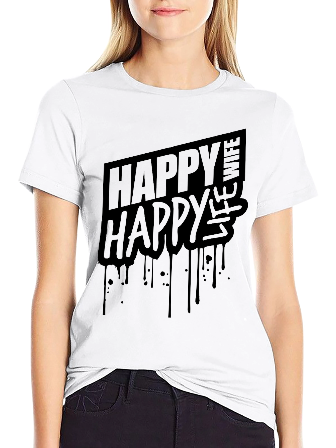 Happy Wife Happy Life T-Shirt - Black Graphic Tee