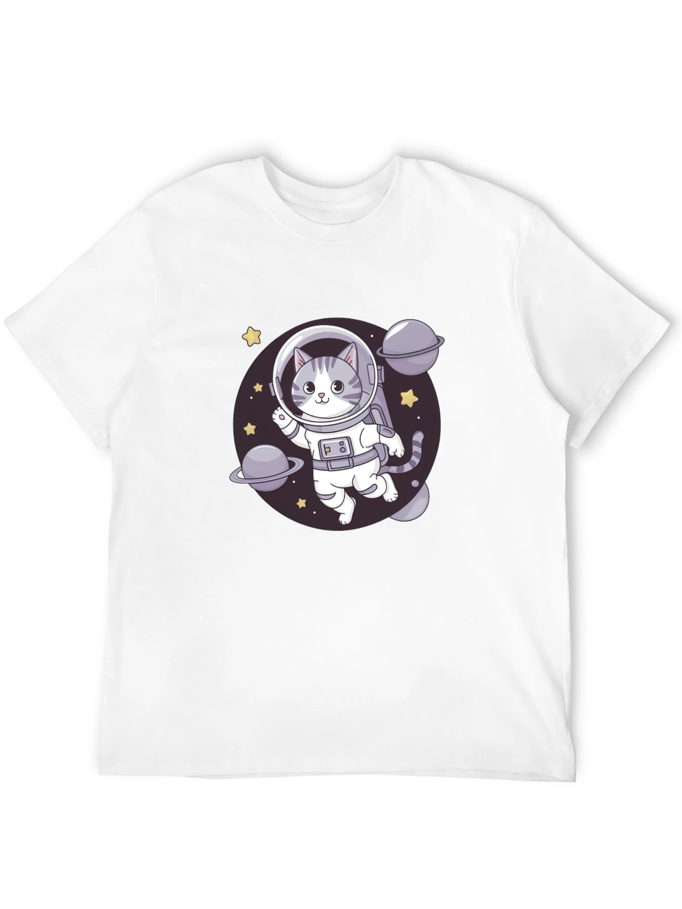 Cat Astronaut Black T-Shirt
