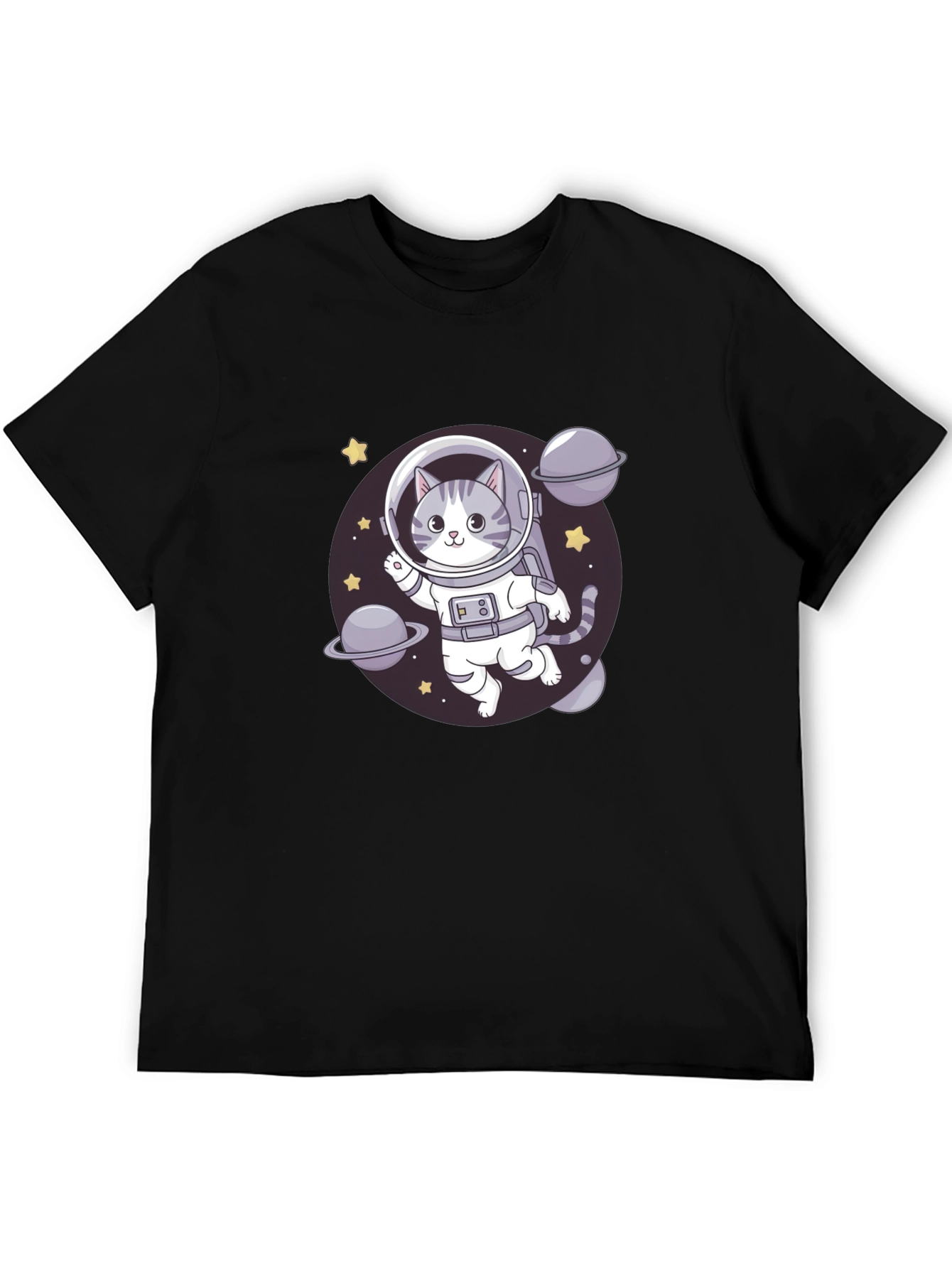 Cat Astronaut Black T-Shirt
