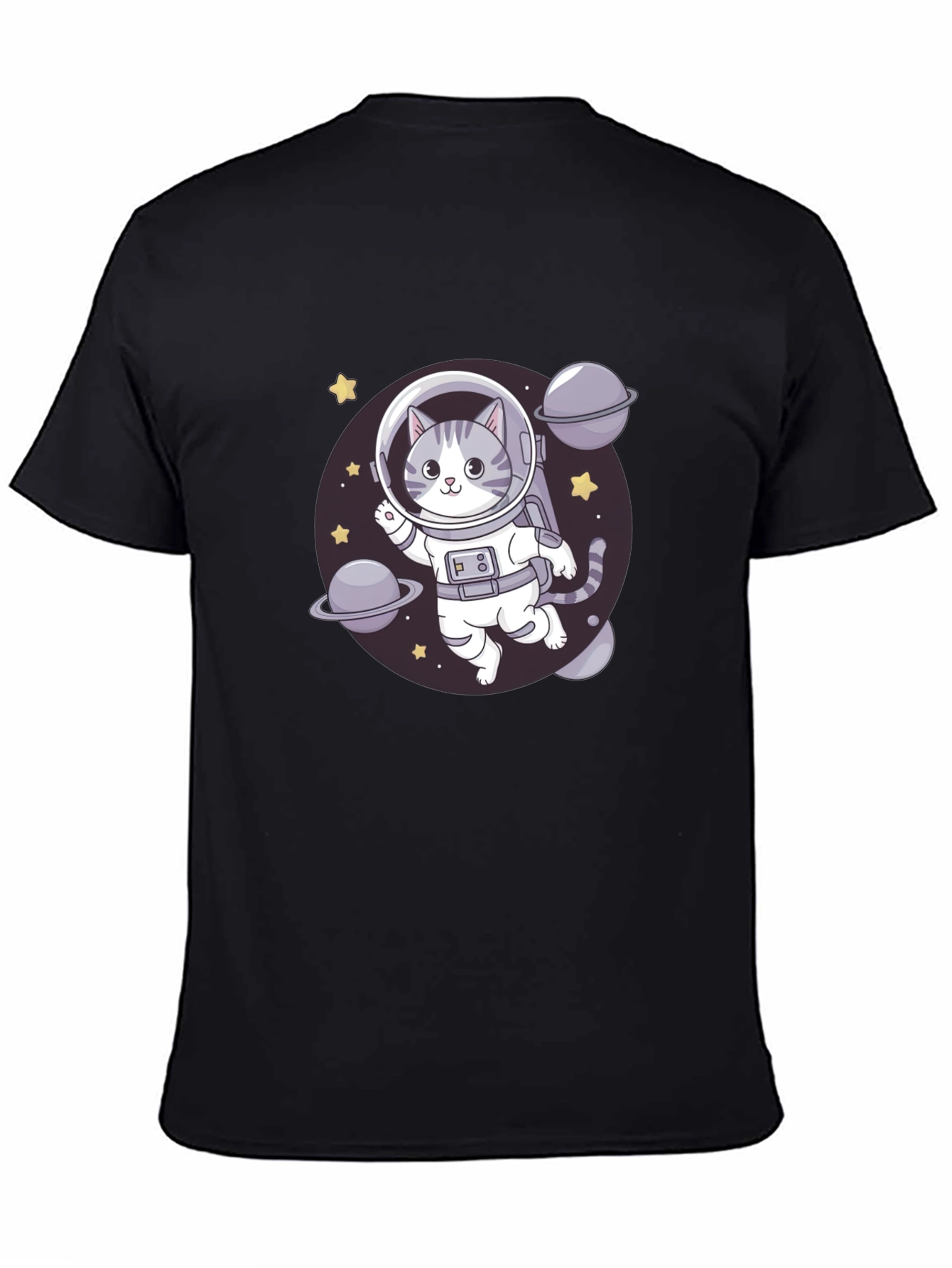 Cat Astronaut Black T-Shirt
