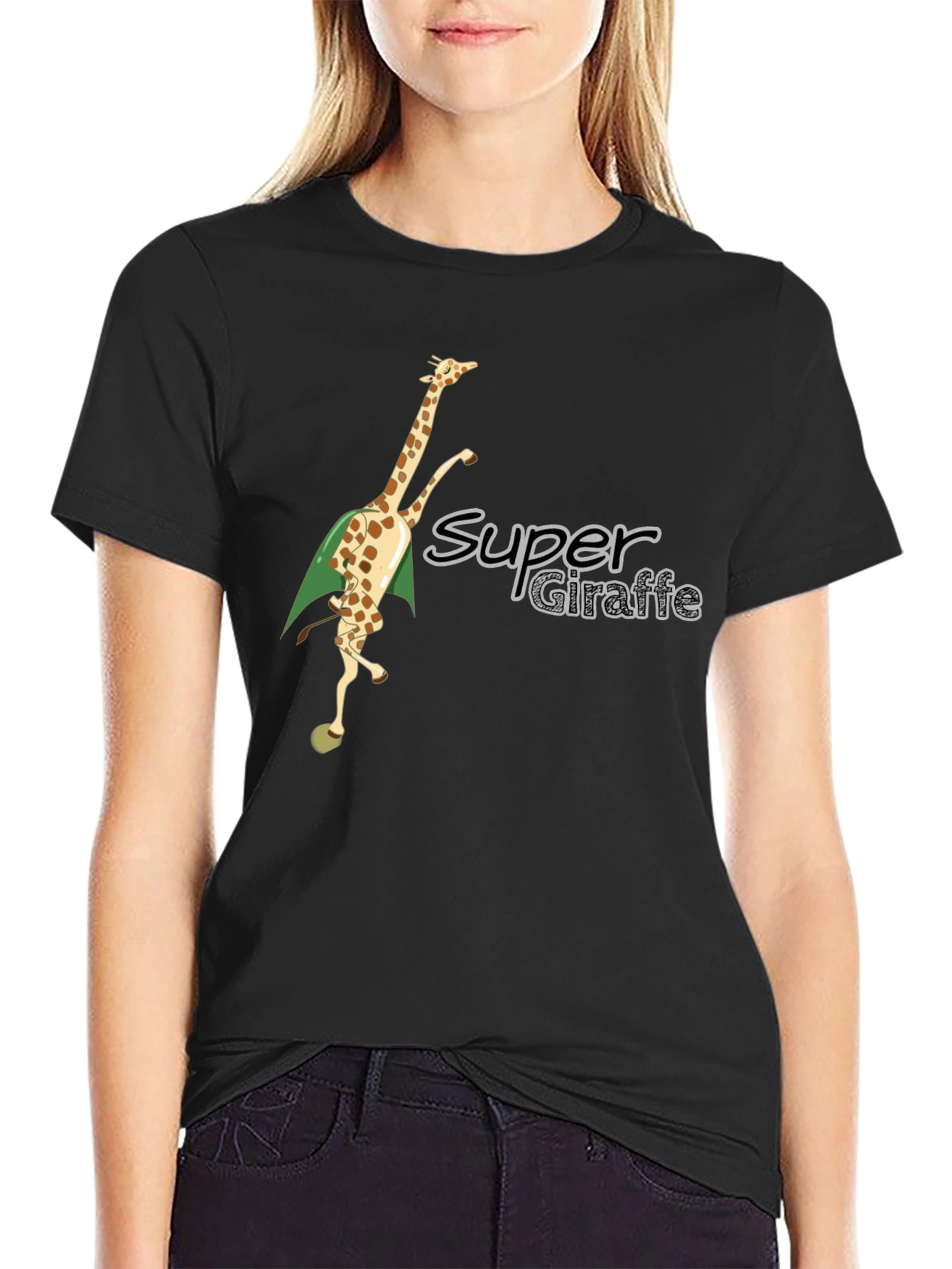 Super Giraffe Tee - Black Cotton Blend