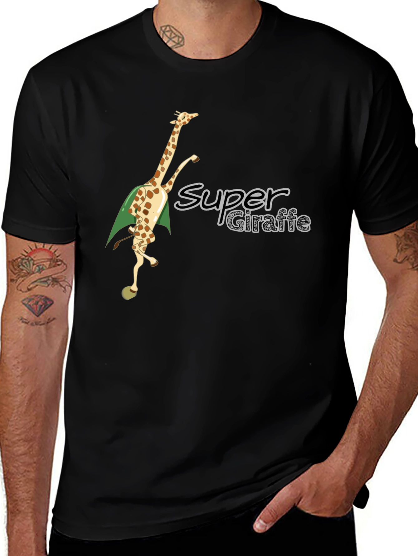 Super Giraffe Tee - Black Cotton Blend