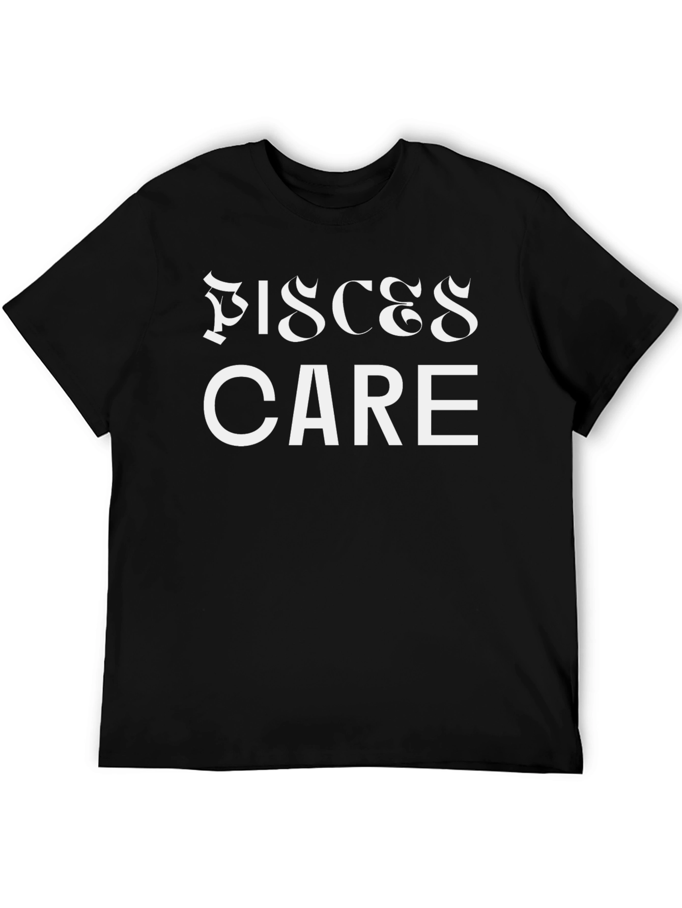 Pisces Care Graphic Print Black T-Shirt