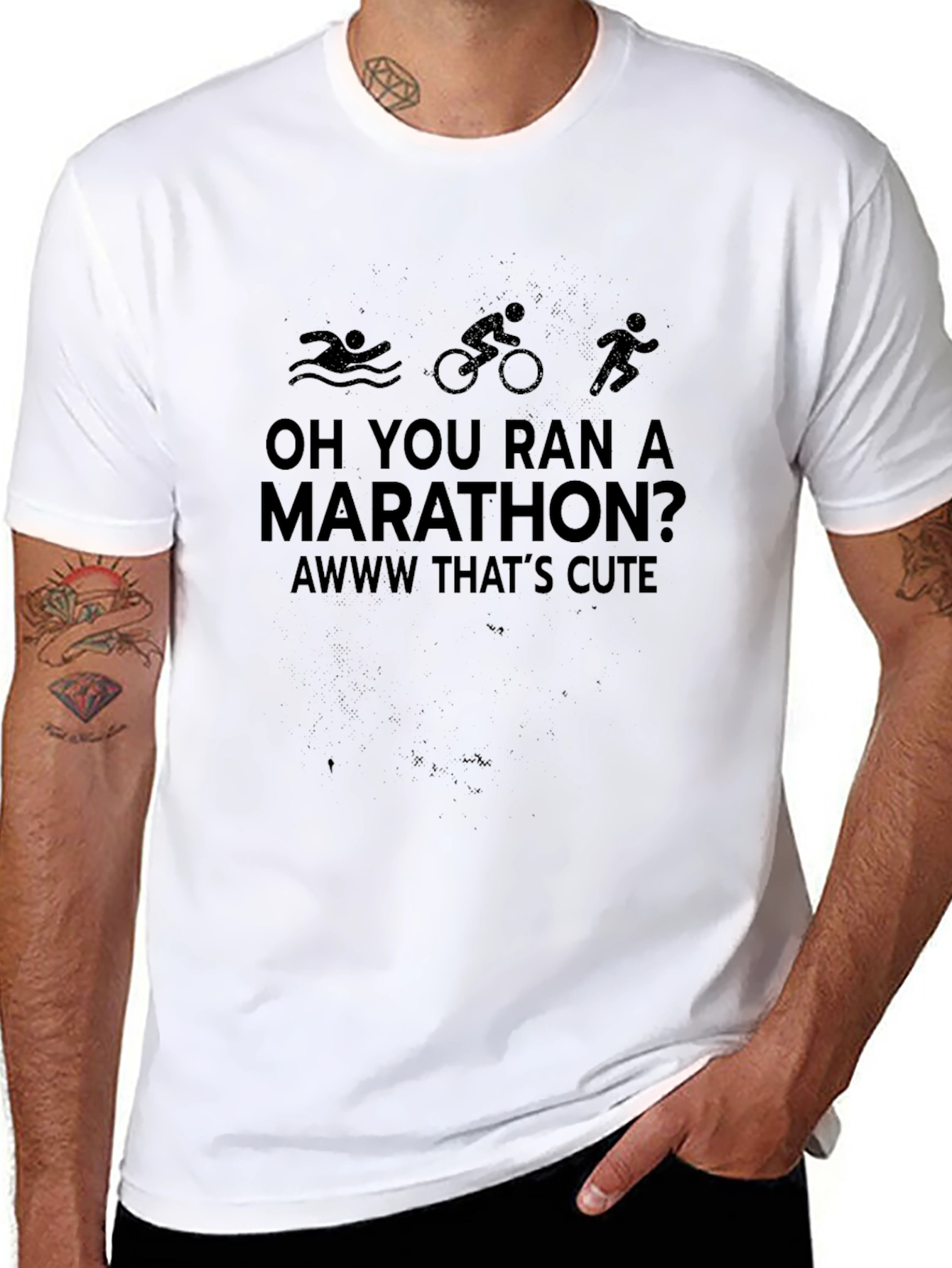 Triathlon Humor T-Shirt: Marathon? Aww Thats Cute!