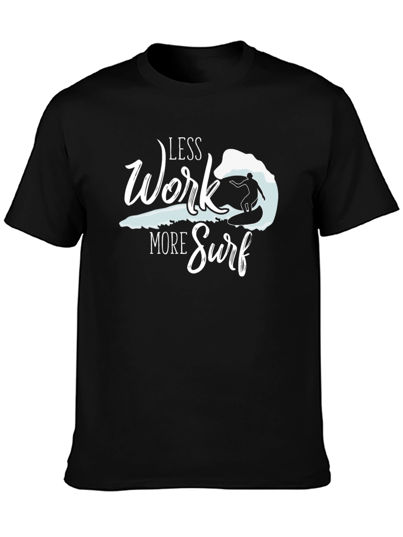 Less Work More Surf Black Graphic Tee